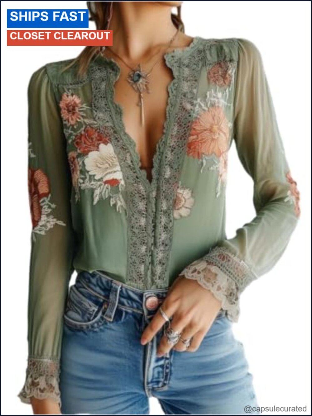 Chiffon Long Sleeve V Neck Sheer Elegant Blouse for Women
